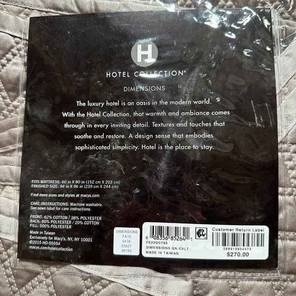 HOTEL COLLECTION Dimensions Tan Quilted Coverlet Full/Queen & Shams SET - Picture 4 of 6